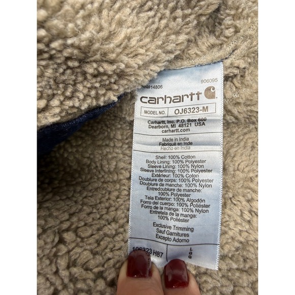 Carhartt Mens Denim Sherpa Collar Jacket Blue Workwear Coat NEW - Picture 8 of 8